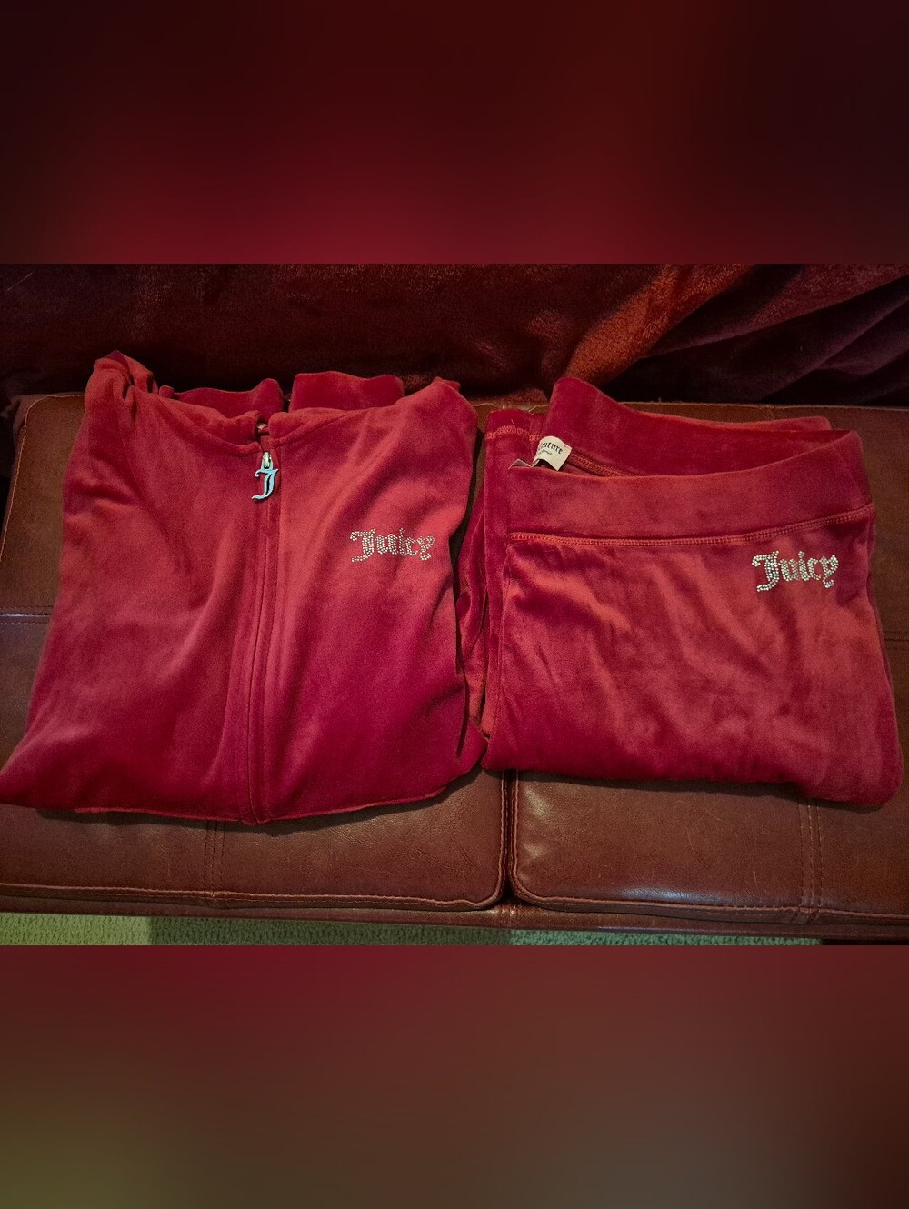 Juicy Couture Deep Red Velour Tracksuit